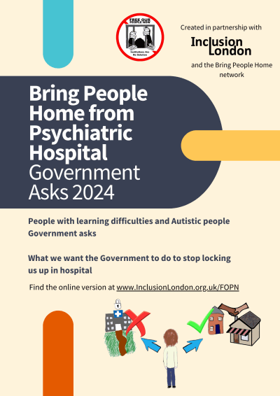 Cover of the "Bring People Home from Psychiatric Hospital - Government Asks 2024 booklet