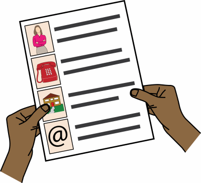Image of ways of contacting someone (via phone and email etc)